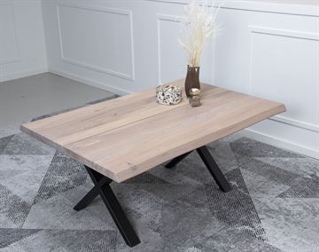 Sofabord med 2 planker L120x80x4cm hvidoileret egetræ.